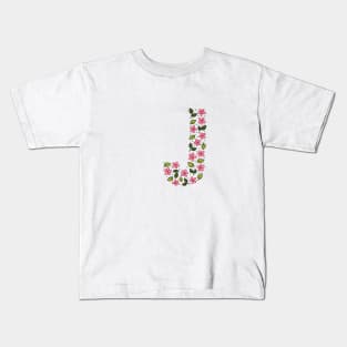 Floral Monogram Letter J Kids T-Shirt